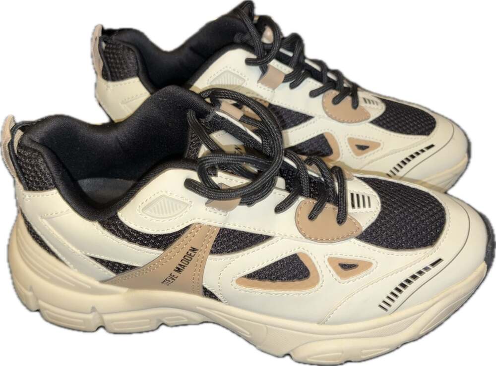 Steve Madden Clydie Chunky Sneakers, Cream & Tan, Women's Size 9.5